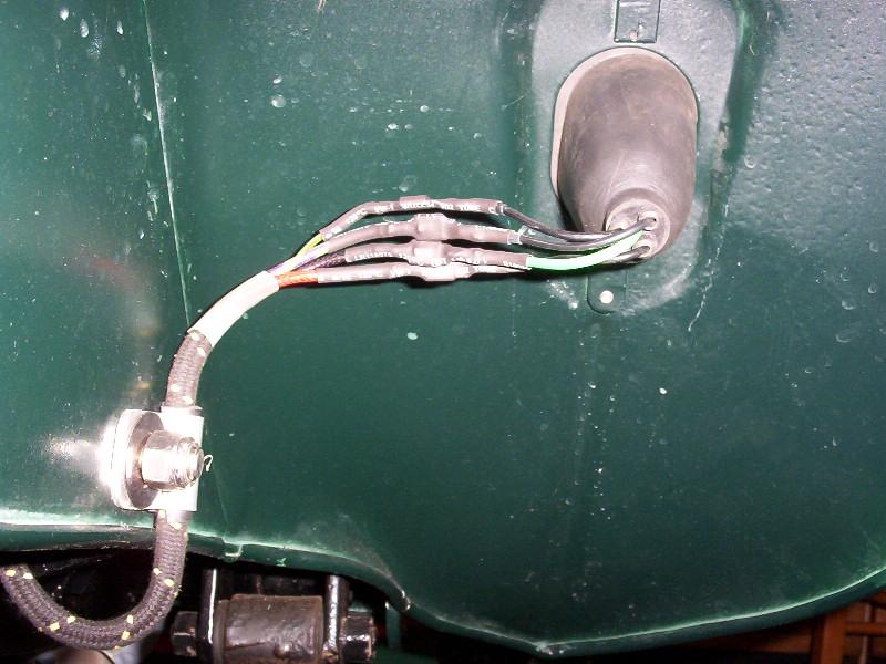 rear of the taillight showing heatshrink over spade terminals